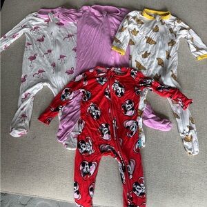 Kids One Piece Pajama Set - Red, Pink, White